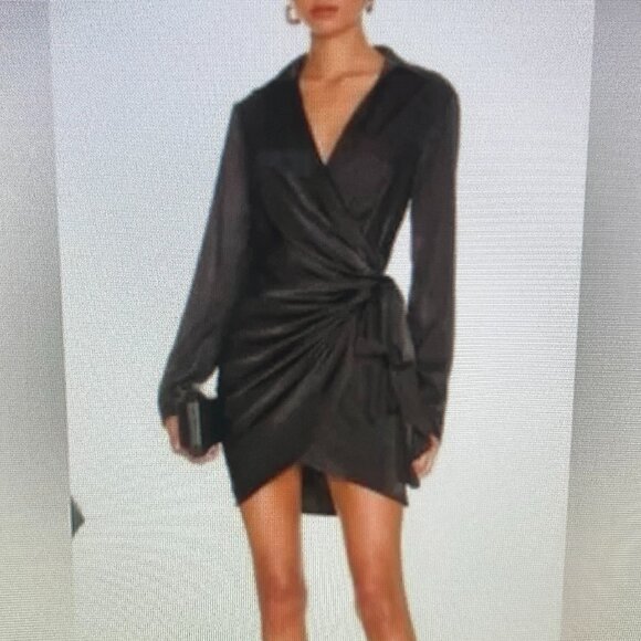 House of Harlow 1960 Dresses & Skirts - House of Harlow NWOT Satin Wrap Tie Mini Dress Women Size Small